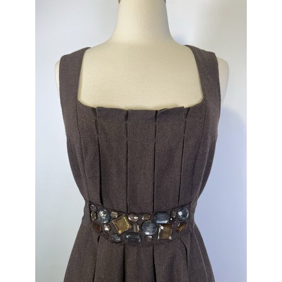 Magaschoni Collection Wool Cashmere Y2K Shift Dress Brown Size 6/8 S/M Office - Picture 4 of 9